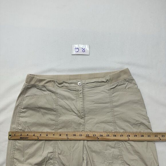 Chico's 2 Women's Large Khaki Beige Capri Pants 20" Inseam Stretch Lightweight - Picture 15 of 16